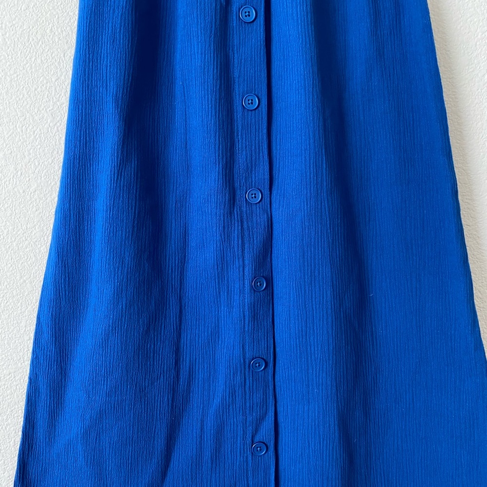 Y2K vintage skirt Blair small blue navy buttons midi